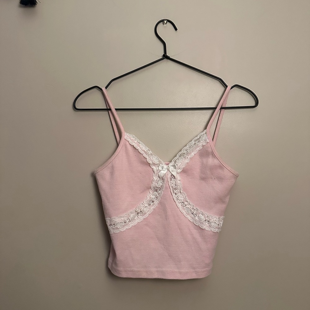 Pink Laced Tank Top